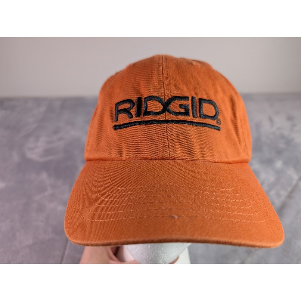 Ridgid Tools Orange Cotton Adjustable Baseball Cap Hat Embroidered Logo Mens